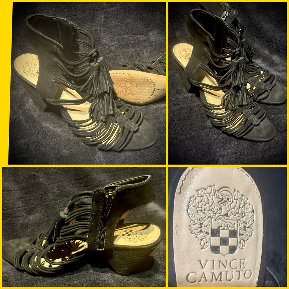 Vince Camuto Black Strappy Heels 7M / 37